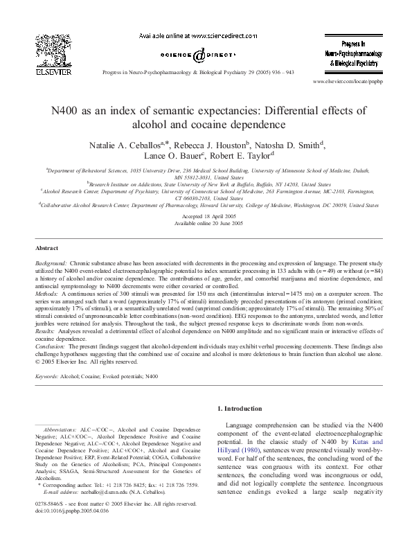 (PDF) N400 as an index of semantic expectancies: Differential effects ...