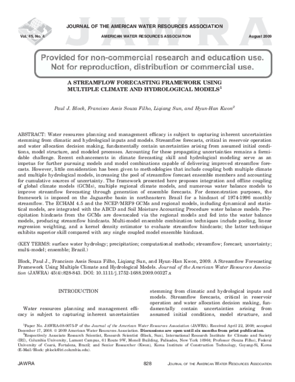 (PDF) A Streamflow Forecasting Framework Using Multiple Climate and ...