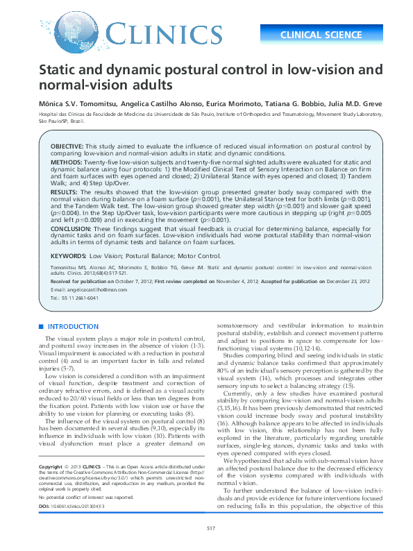(PDF) Static and dynamic postural control in low-vision and normal ...