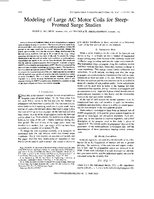 (PDF) Modeling of large AC motor coils for steepfronted surge studies