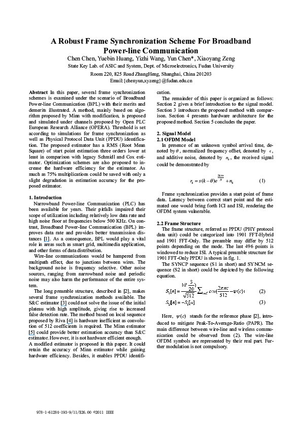 (PDF) A robust frame synchronization scheme for Broadband Power-line ...