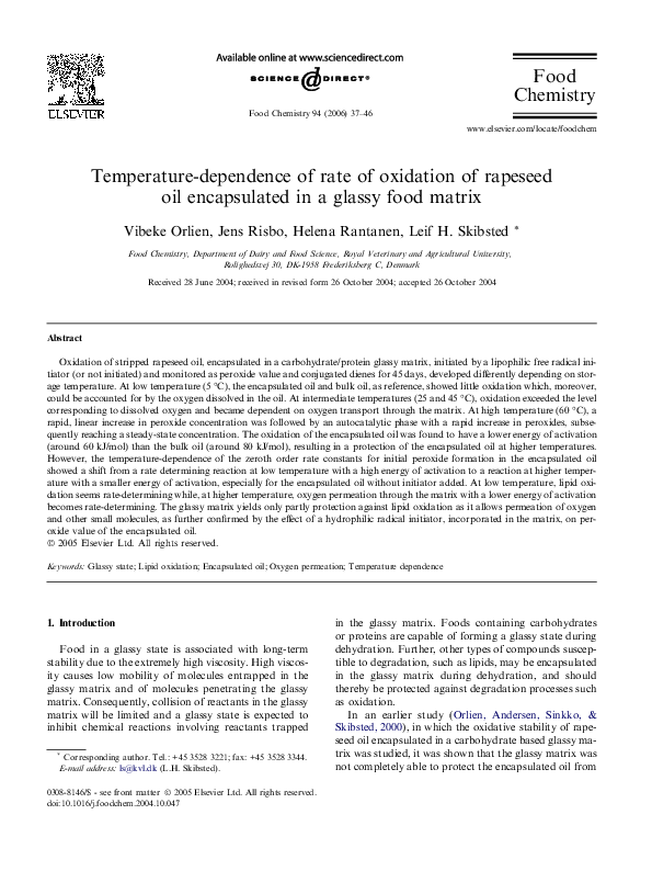 (PDF) Temperature-dependence of rate of oxidation of rapeseed oil ...
