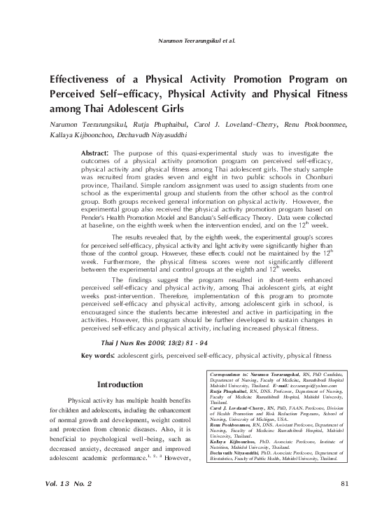 (PDF) Effectiveness of a Physical Activity Promotion Program on ...