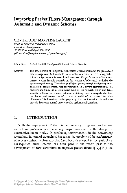 (PDF) Improving Packet Filters Management through Automatic and Dynamic ...