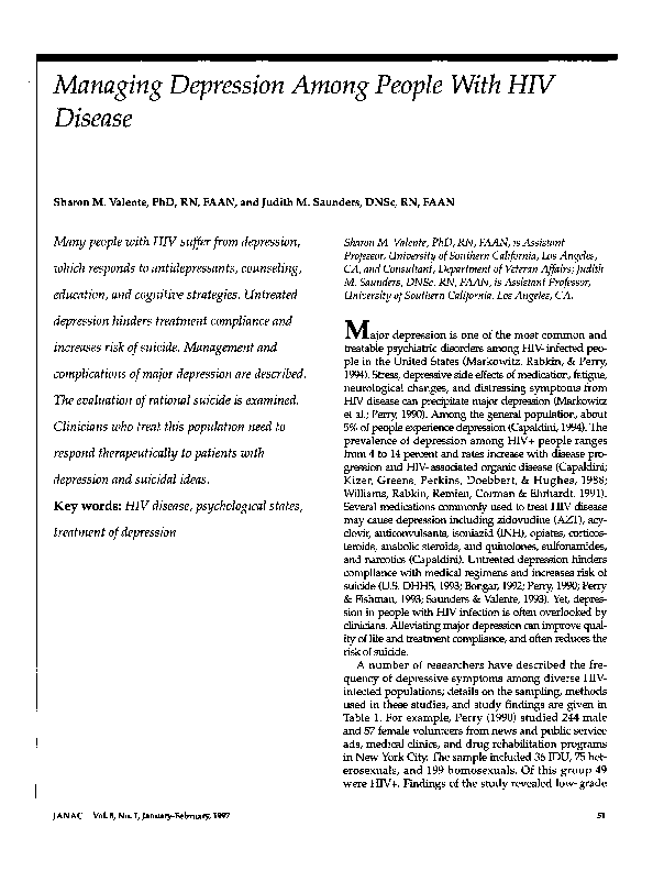 (PDF) Managing depression among people with HIV disease