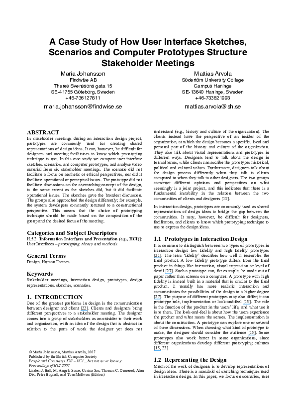 (PDF) A case study of how user interface sketches, scenarios and ...