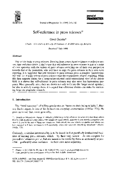 (PDF) Self-reference in press releases