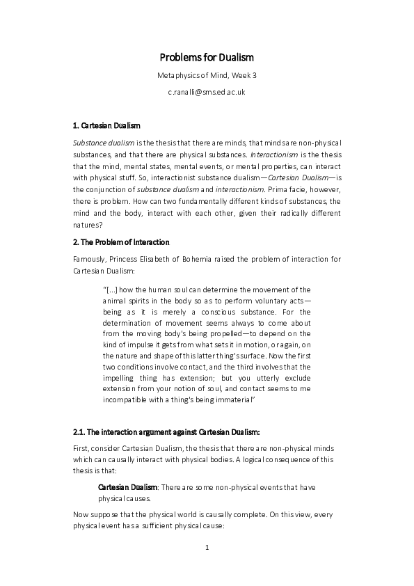 Essays against dualism picture