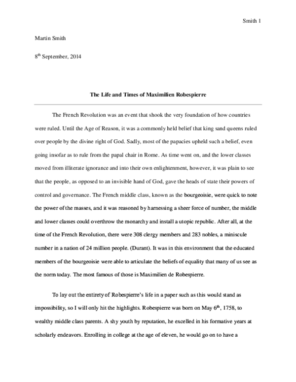 The Life and Times of Maximilien Robespierre