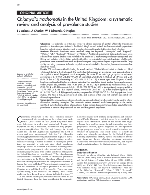 (PDF) Chlamydia trachomatis in the United Kingdom a systematic review
