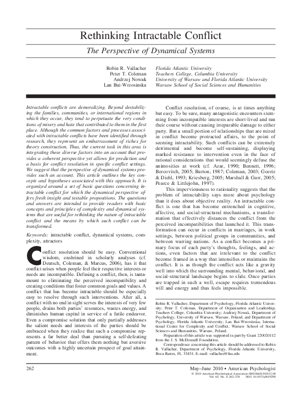 Rethinking Intractable Conflict: The Perspective of Dynamical Systems