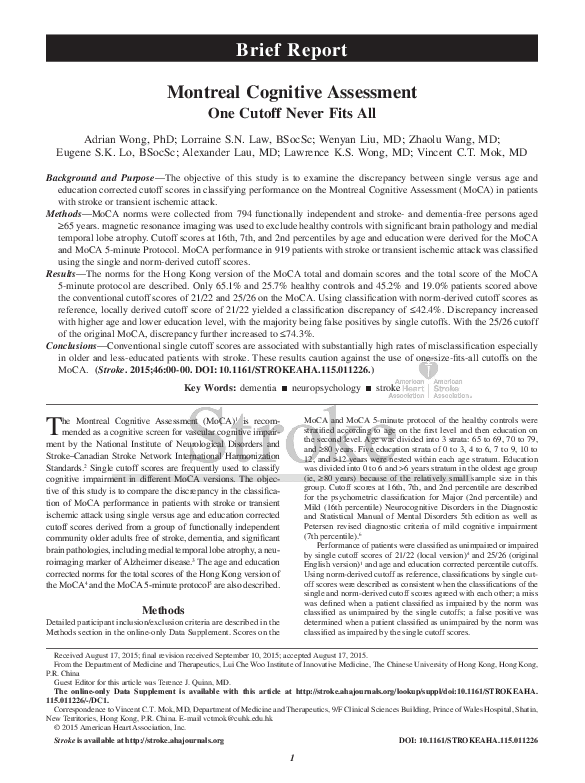 (PDF) Montreal Cognitive Assessment