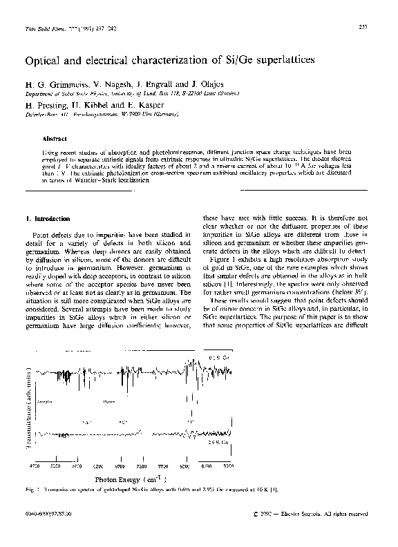 (PDF) Optical and electrical characterization of Si/Ge superlattices