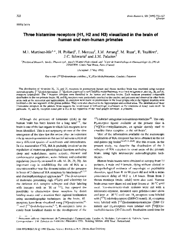 (PDF) Three histamine receptors (H1, H2 and H3) visualized in the brain ...