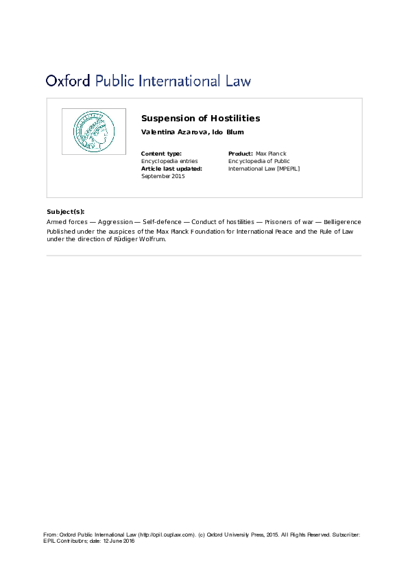 (PDF) Suspension of Hostilities Valentina Azarova Academia.edu