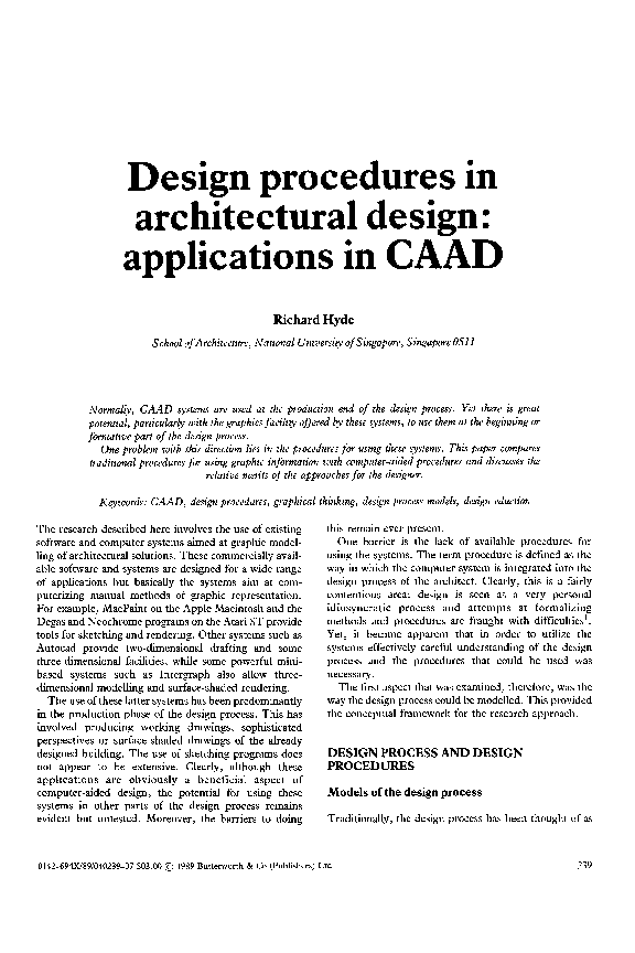(PDF) Design procedures in architectural design: applications in CAAD