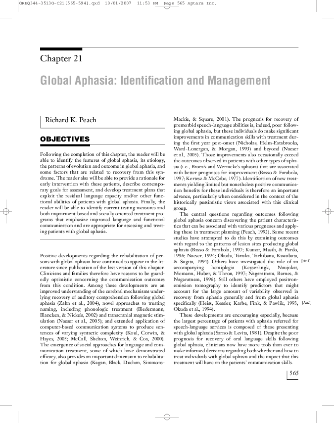 Transcortical Motor Aphasia Treatment