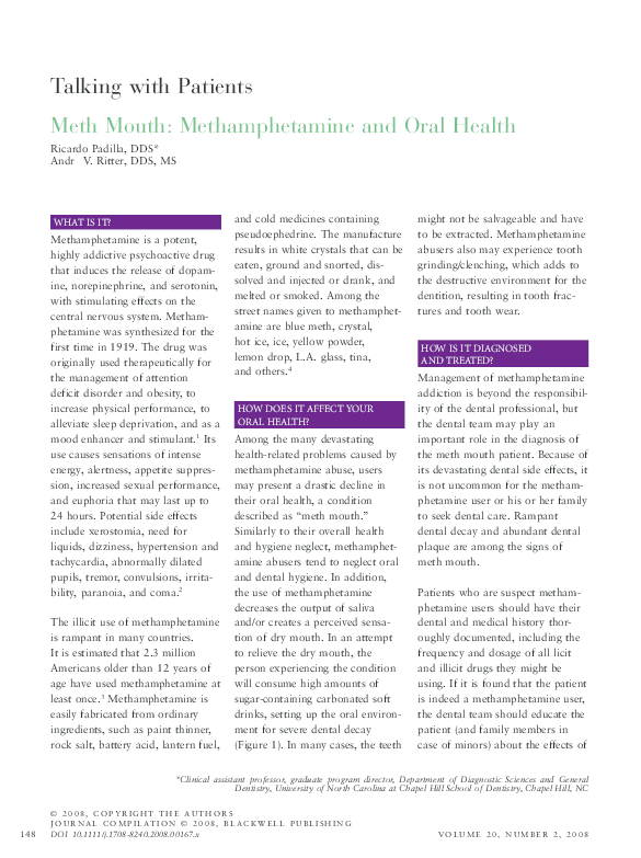 (PDF) Meth Mouth: Methamphetamine and Oral Health