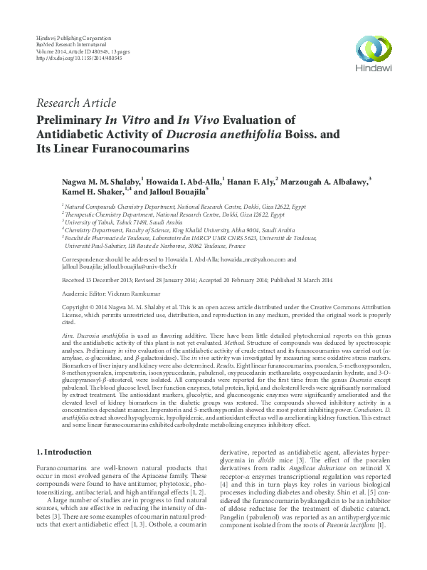 (PDF) Preliminary In Vitro and In Vivo Evaluation of Antidiabetic ...