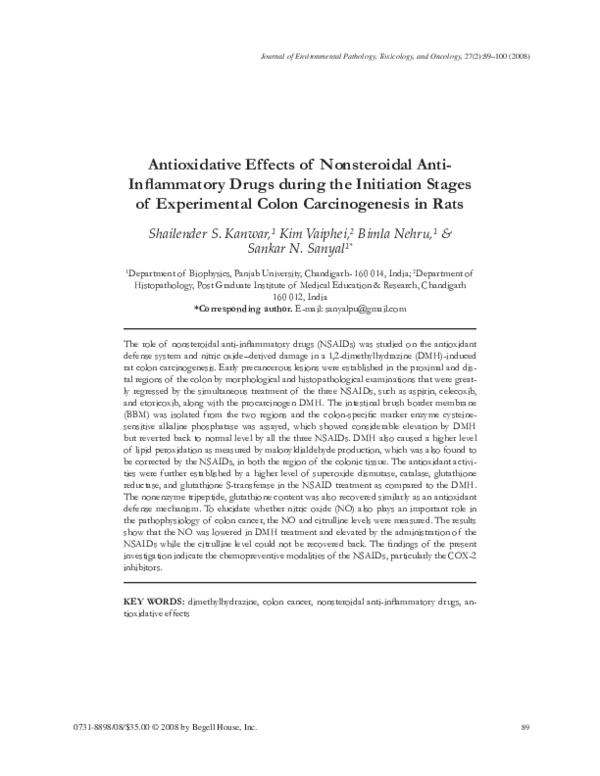 (PDF) Antioxidative Effects of Nonsteroidal Anti-Inflammatory Drugs ...