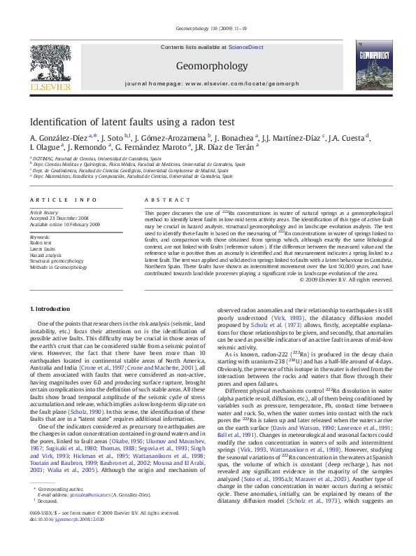(PDF) Identification of latent faults using a radon test Jaime