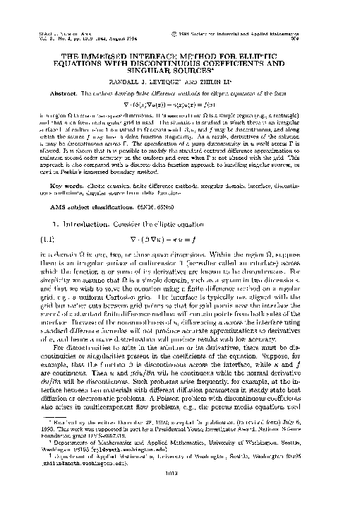 (PDF) The Immersed Interface Method for Elliptic Equations with ...