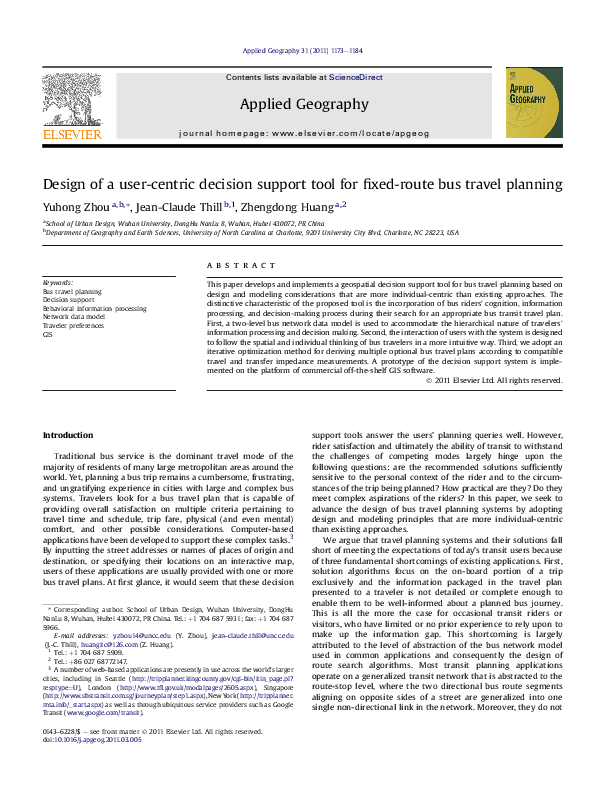 (PDF) Design of a user-centric decision support tool for fixed-route ...