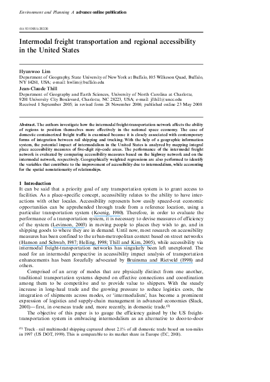 (PDF) Intermodal freight transportation and regional accessibility in ...