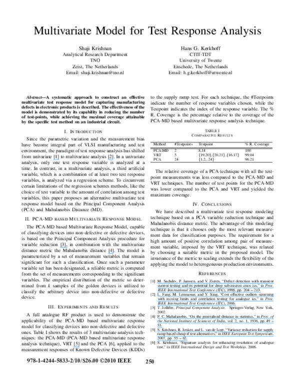 (PDF) Multivariate model for test response analysis