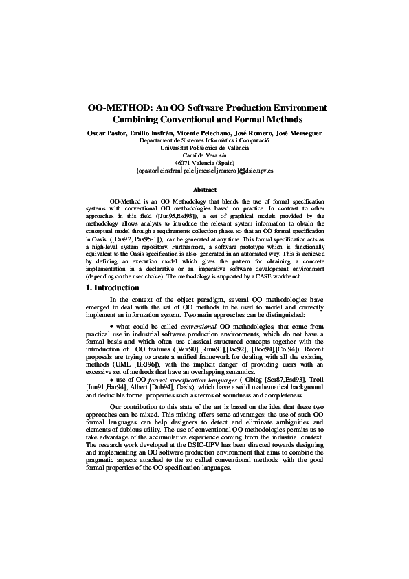 (PDF) OO-Method: An OO software production environment combining ...