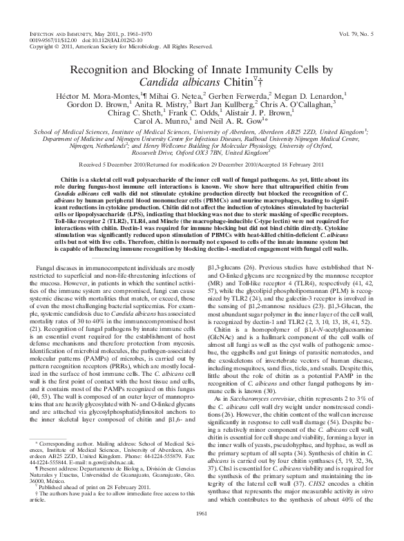 (PDF) Recognition and blocking of innate immunity cells by Candida ...
