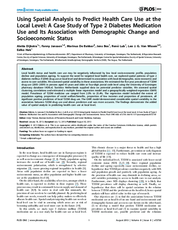 (PDF) Using Spatial Analysis to Predict Health Care Use at the Local ...