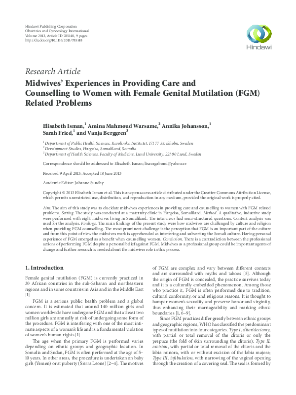 (PDF) Midwives' Experiences in Providing Care and Counselling to Women ...