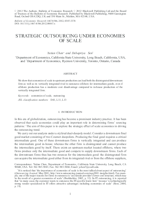 Outsourcing economics essay image