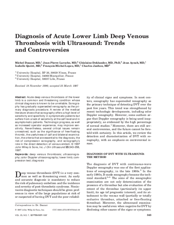 (PDF) Diagnosis of acute lower limb deep venous thrombosis with ...