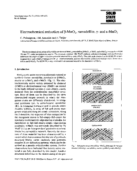 (PDF) Electrochemical reduction of β MnO2, ramsdellite, γ- and ε MnO2