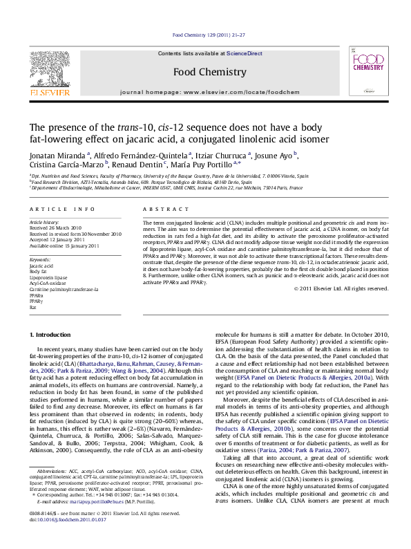 (PDF) The presence of the trans10, cis12 sequence does not have a