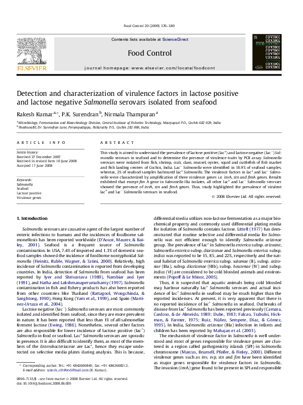 (PDF) Detection and characterization of virulence factors in lactose ...