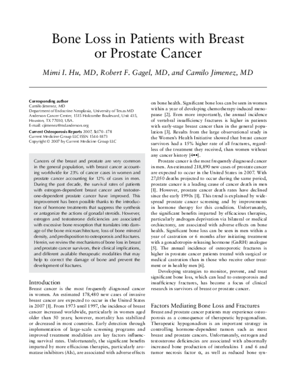 (PDF) Bone loss in patients with breast or prostate cancer