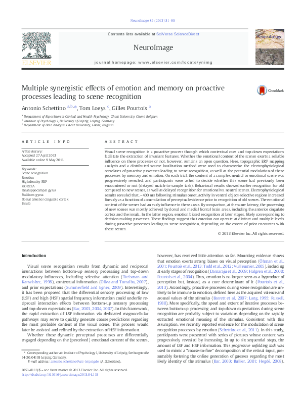 (PDF) Multiple synergistic effects of emotion and memory on proactive ...
