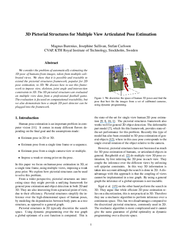 (PDF) 3D Pictorial Structures for Multiple View Articulated Pose Estimation