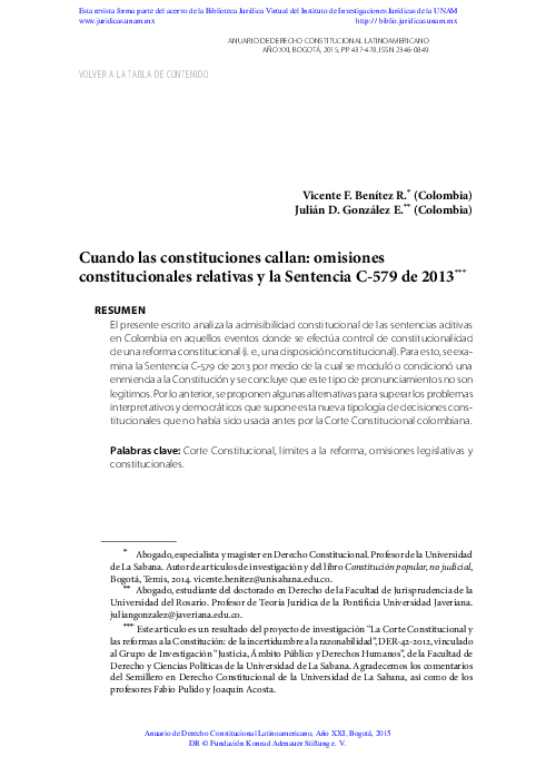 Pdf Cuando Las Constituciones Callan Omisiones - 