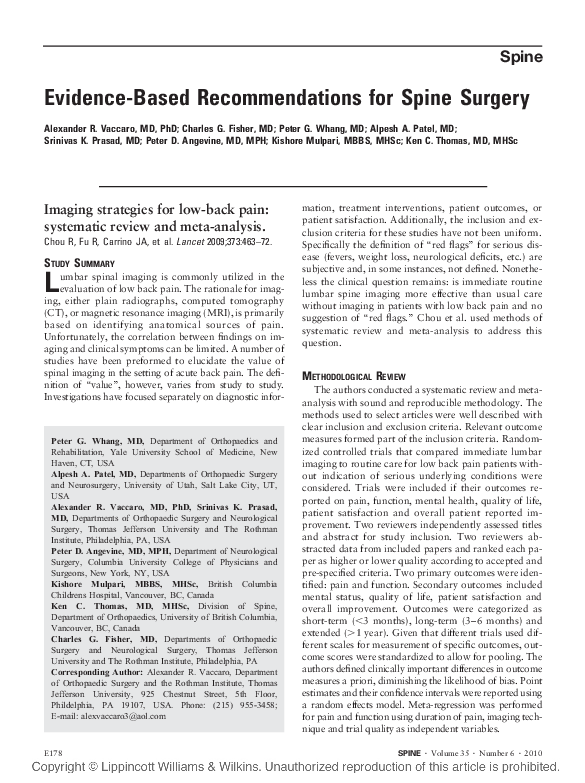 (PDF) Evidence-Based Recommendations for Spine Surgery