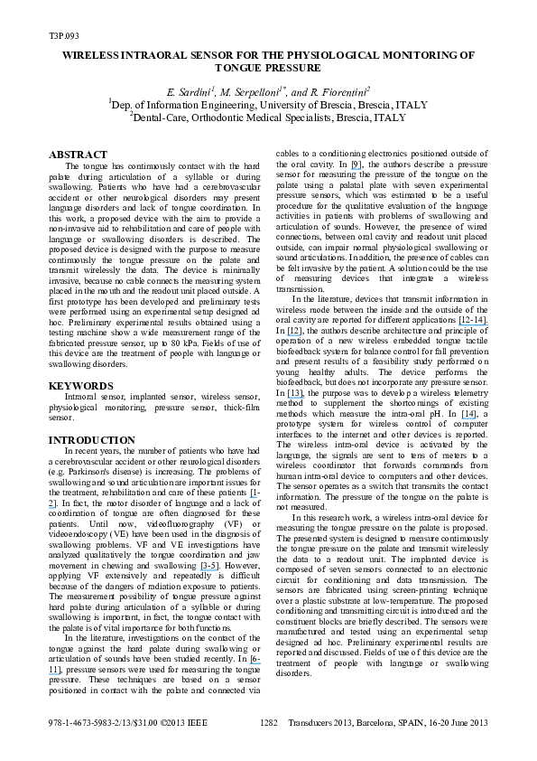 (PDF) Wireless intraoral sensor for the physiological monitoring of