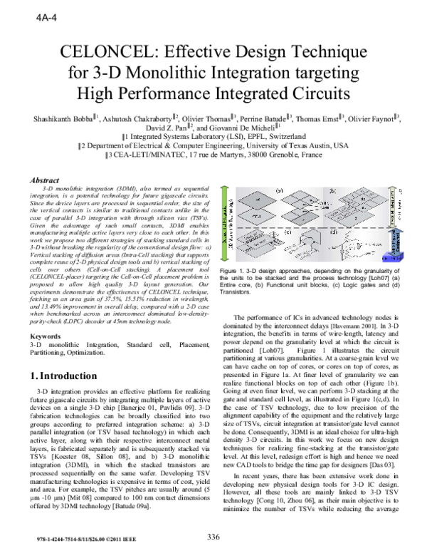 (PDF) CELONCEL: Effective design technique for 3-D monolithic ...