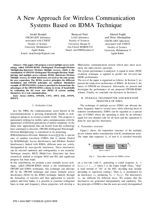 (PDF) A new approach for wireless communication systems based on IDMA