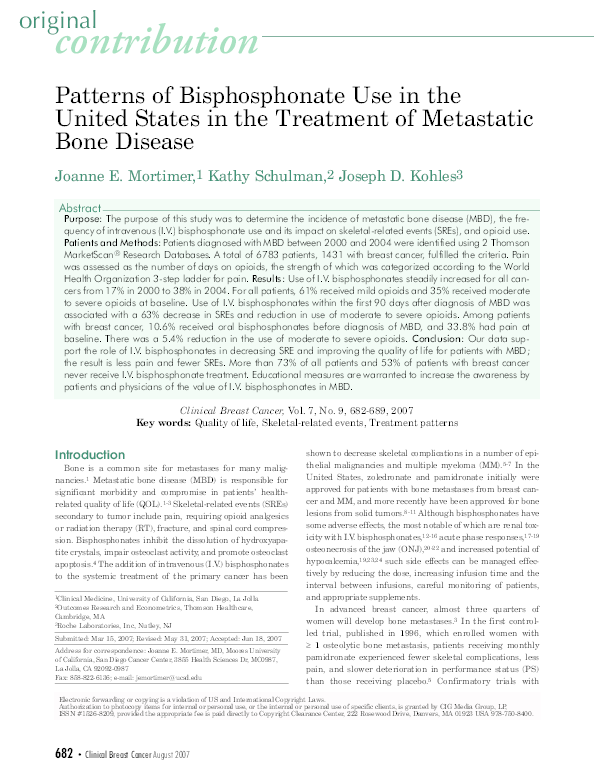 (PDF) Patterns of bisphosphonate use in the United States in the ...