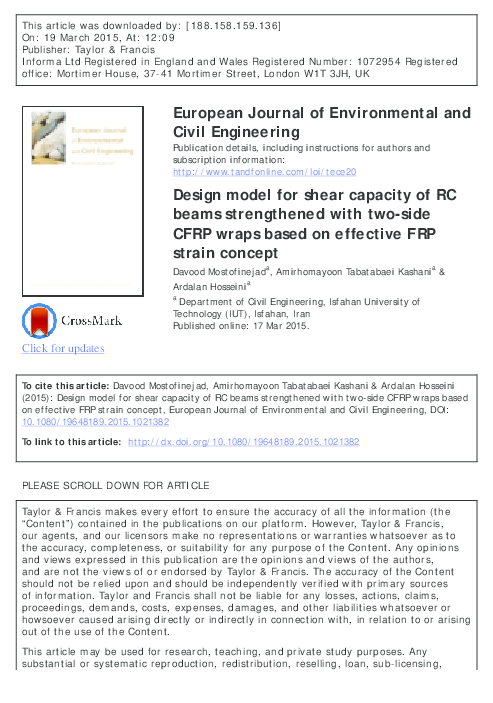 (PDF) Design model for shear capacity of RC beams strengthened with two ...