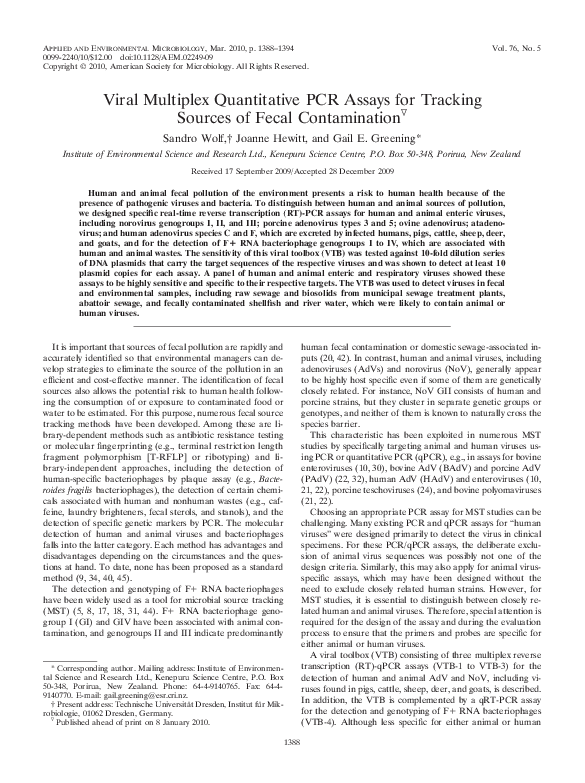 (PDF) Viral Multiplex Quantitative PCR Assays for Tracking Sources of ...