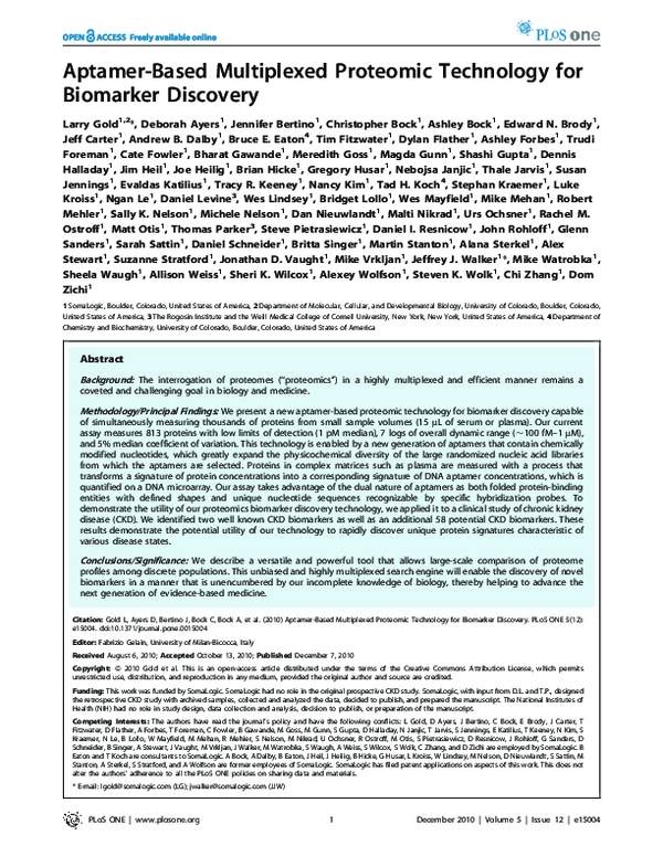 (PDF) Aptamer-Based Multiplexed Proteomic Technology for Biomarker ...